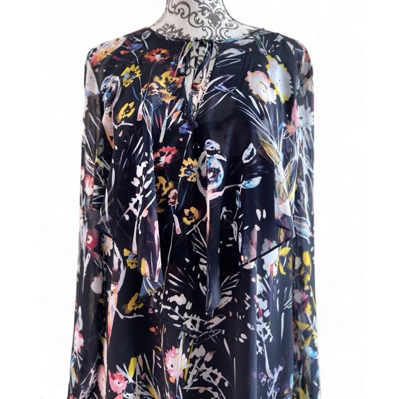 Marciano Women’s Dress Black Floral Birds of a Feather Size Large - Picture 3 of 13